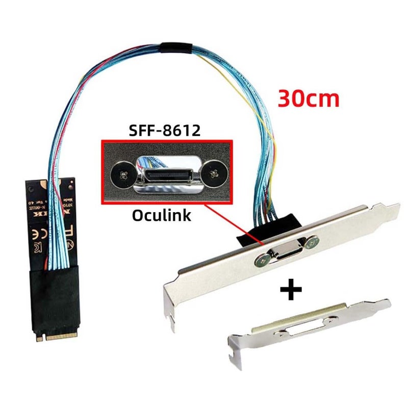 Chenyang Oculink SFF-8612 to PCI-E 4.0 NVME M.2 M-Key Host Extension Cable Adapter with 8/12cm Slot Bracket for External Graphics Card & SSD - Image 2